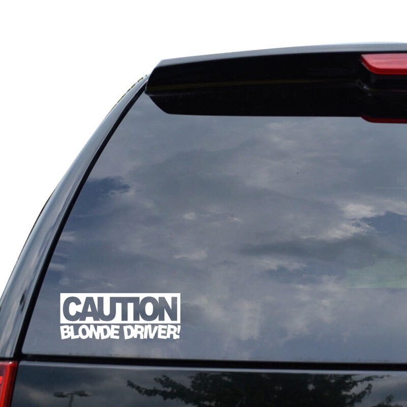 Decal dán trang trí xe hơi hoạ tiết CAUTION BLONDE DRIVER bằng chất liệu vinyl kích thước 15.9CM*6CM