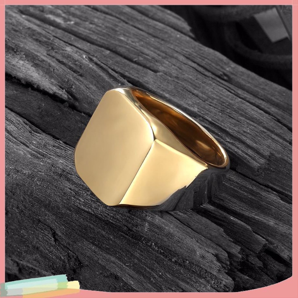 Nhẫn Cặp Đôi Mặt Vuông Đính Đá Phong Cách Hip Hop Thời Trang