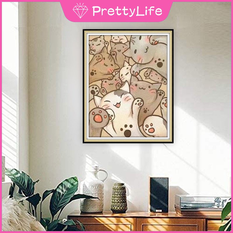 Bộ Tranh Đính Đá 5D Tự Làm 30x40cm / 40x50cm Hình Gấu / Dâu Tây / Bọt Biển Trang Trí Nhà Cửa