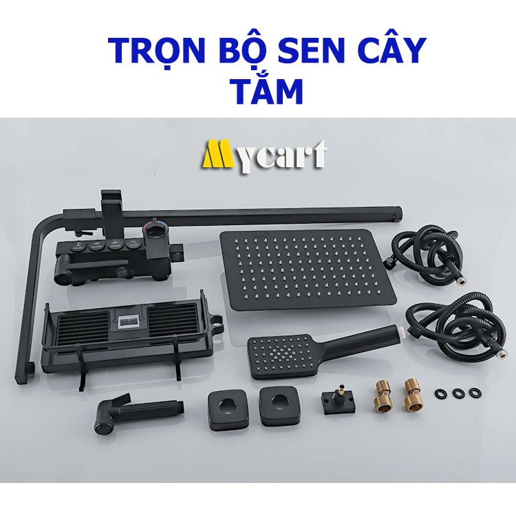 Bộ sen cây tắm đứng Thái Lan , vòi hoa sen tắm đứng 4 phím Bấm màu đen