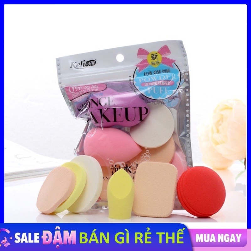 Bộ trang điểm make up/combo 6 mút tán kem nền siêu cute đẹp mịn đàn hồi cực tốt