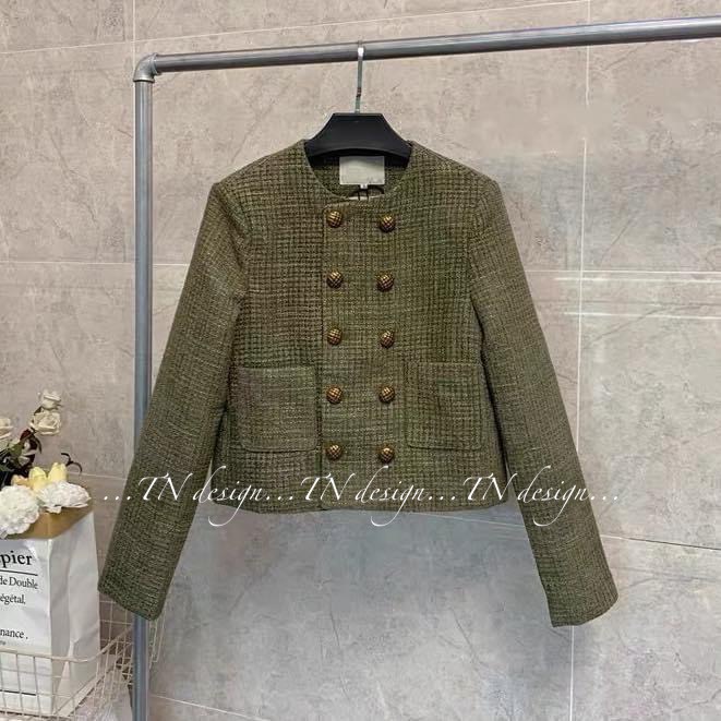 Áo dạ nữ LINH RUBI STORE dạ tweed cúc đồng dáng ngắn tiểu thư sang chảnh A697