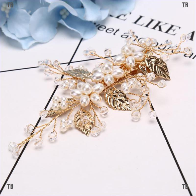 Kẹp Tóc Hình Lá Đính Ngọc Trai Nhân Tạo Sang Trọng