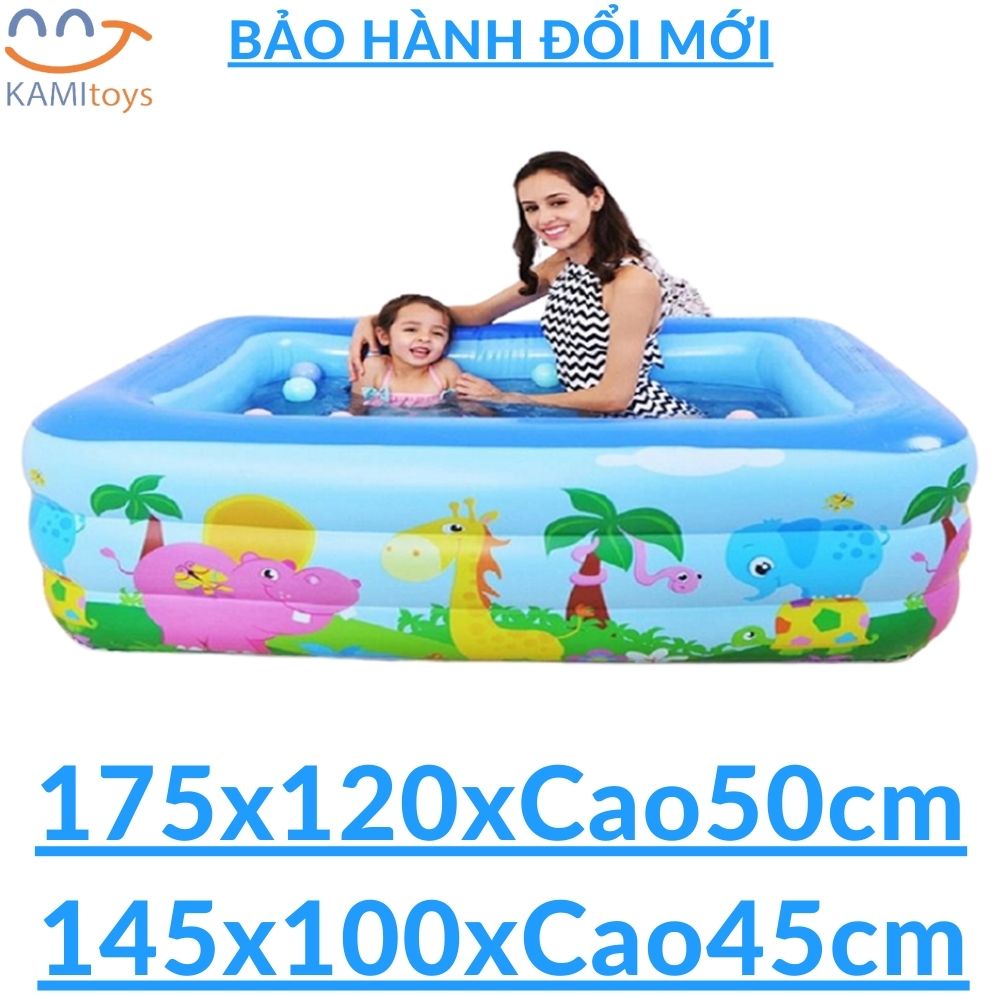 Hồ bơi cho bé kiểu bể phao bơm hơi (cỡ 175 và 150cm) làm bồn tắm hoặc nhà bóng trong nhà gấp gọn