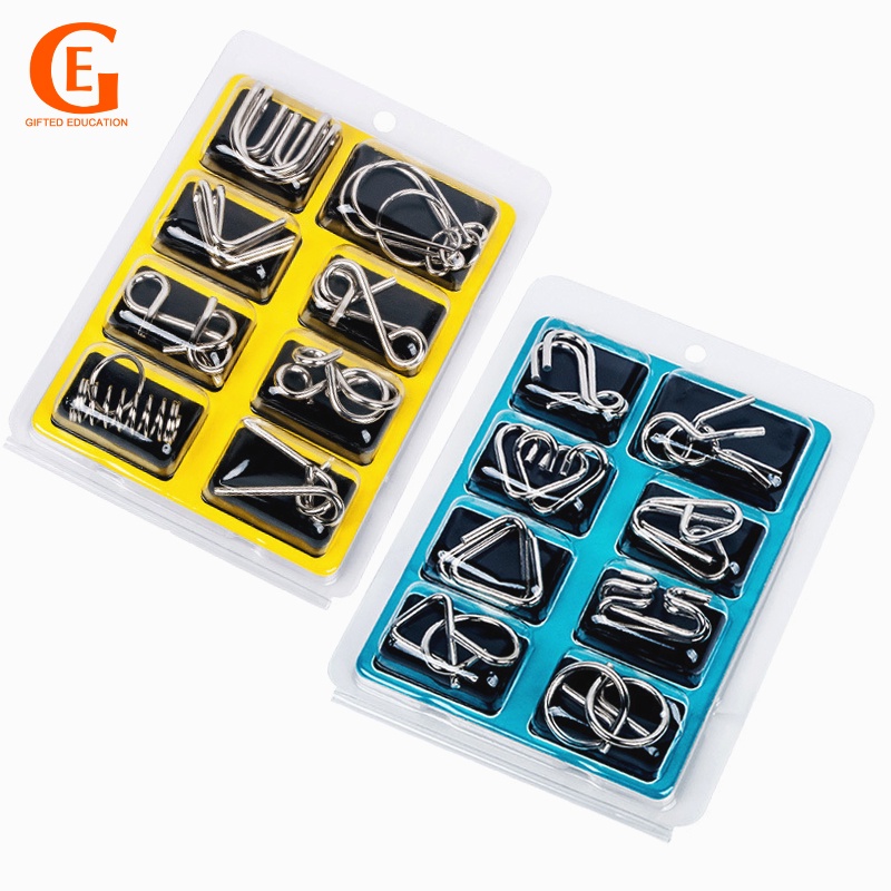 Set 8 Vòng Khóa Kim Loại Kiểm Tra IQ Rèn Luyện Trí Não Đồ Chơi Giáo Dục Sớm Cho Bé