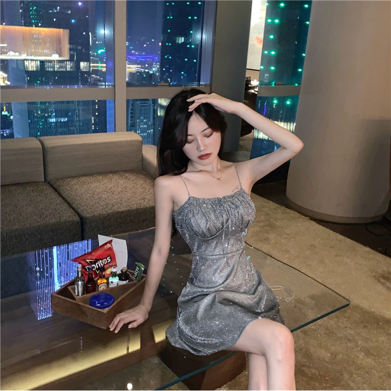 Đầm 2 dây pha kím tuyến váy ngắn gợi cảm Đ526