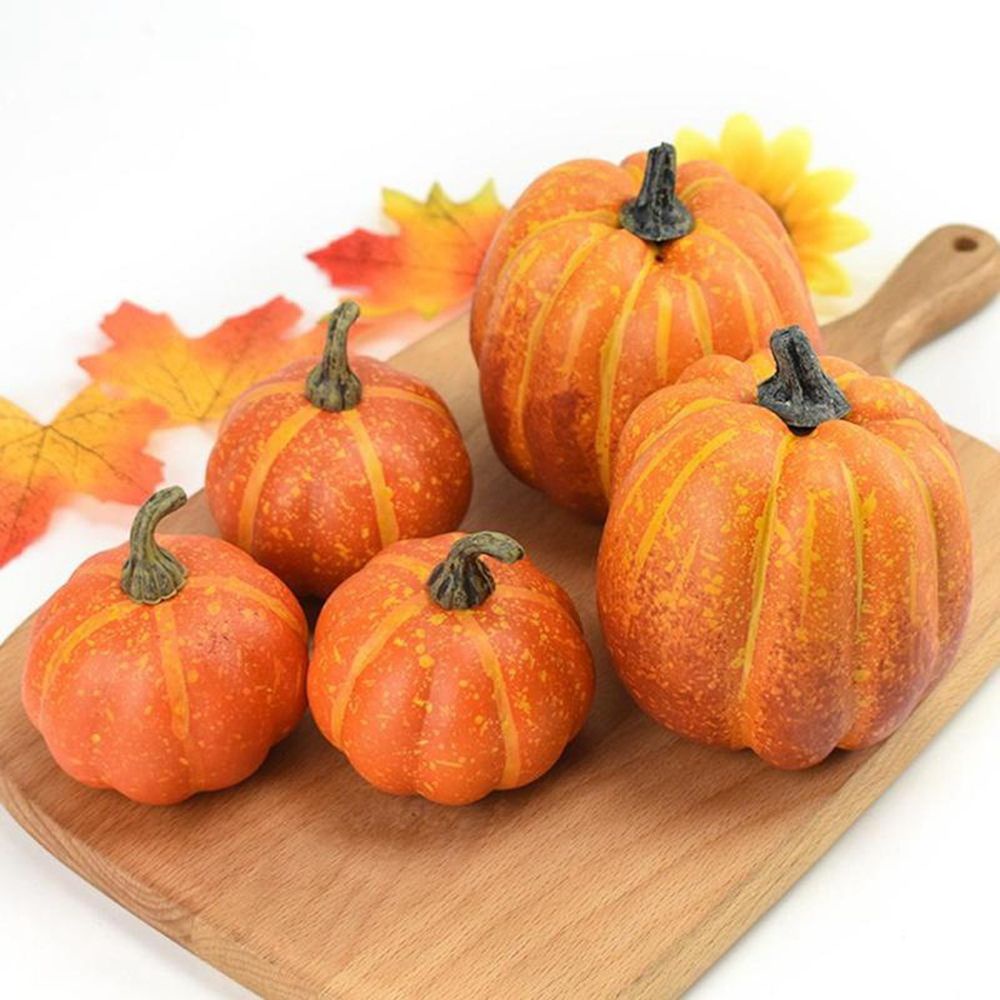 Set 7 quả bí ngô nhân tạo nhiều màu sắc dùng để trang trí tiệc cưới / halloween