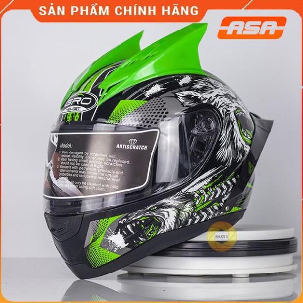 Mũ Bảo Hiểm Agu Tem Sói Tặng Sừng Và Đuôi Gió - ASA HELMETS