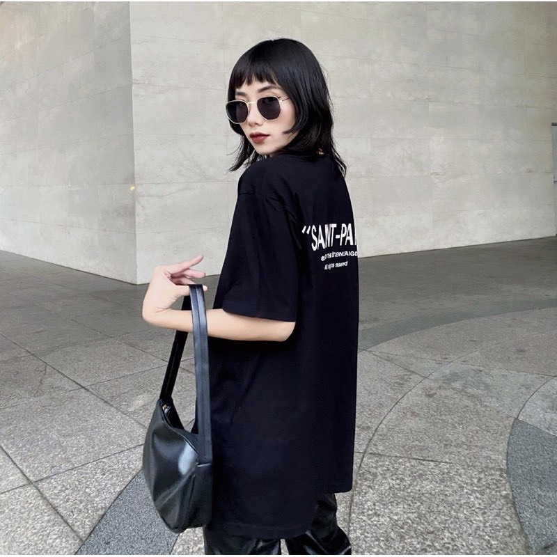 Áo thun unisex nam nữ SAINT PARIS basic , áo phông oversize dáng rộng tay lỡ hiện đại cá tính kiểu dáng Hàn Quốc
