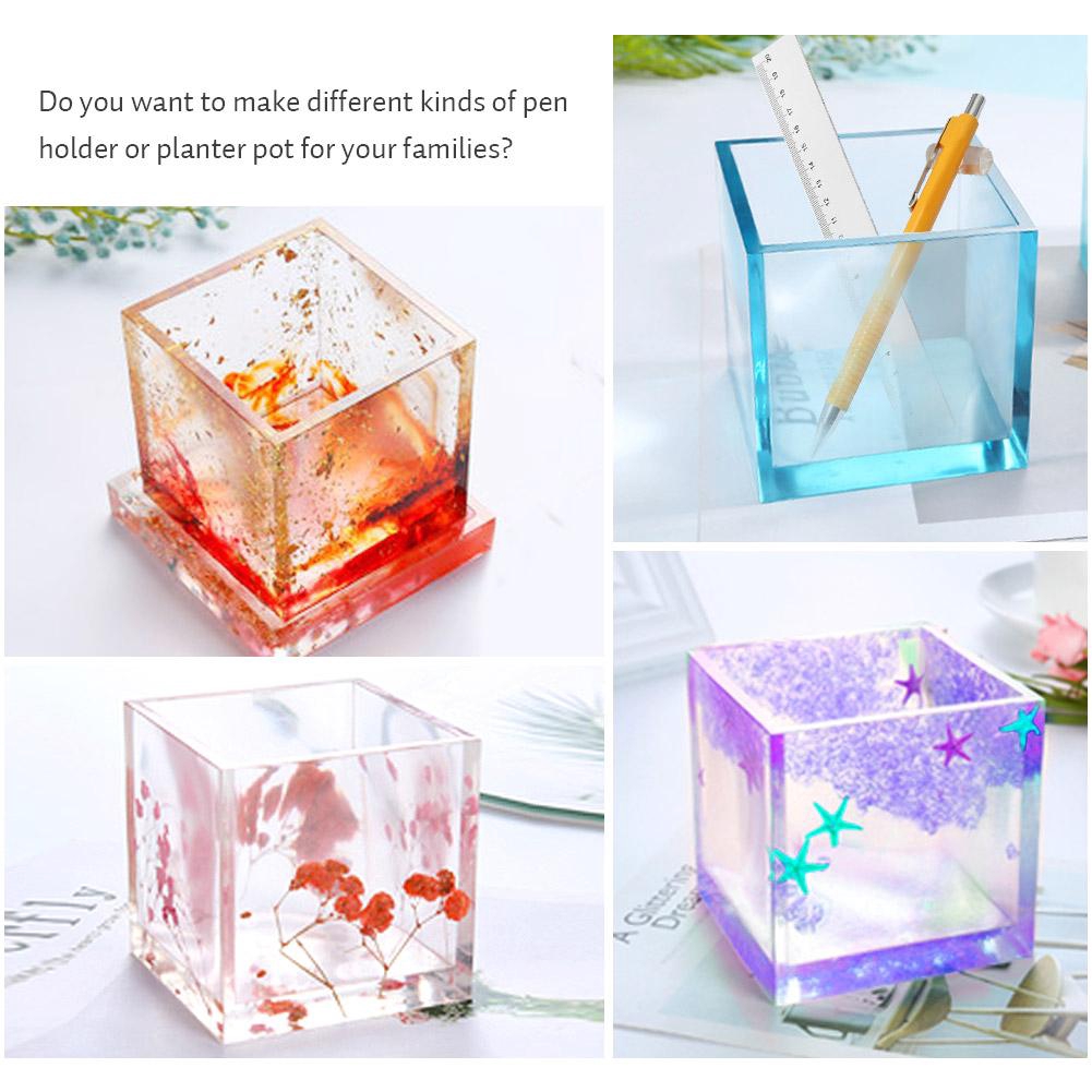 Khuôn nhựa lớn DIY vuông, Khuôn silicon Cube, Khuôn chậu hoa DIY, Khuôn chậu trồng cây, Khuôn đựng bút