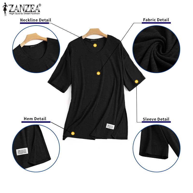 Áo thun Zanzea tay ngắn xẻ tà thời trang dành cho nữ