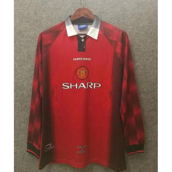 Áo Bóng Đá Dài Tay Màu Đỏ Phong Cách Đội Tuyển Manchester United 1996