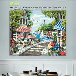 Tranh treo tường tự tô màu số hóa DALI Tranh Phong Cảnh Chiều Châu Âu C035