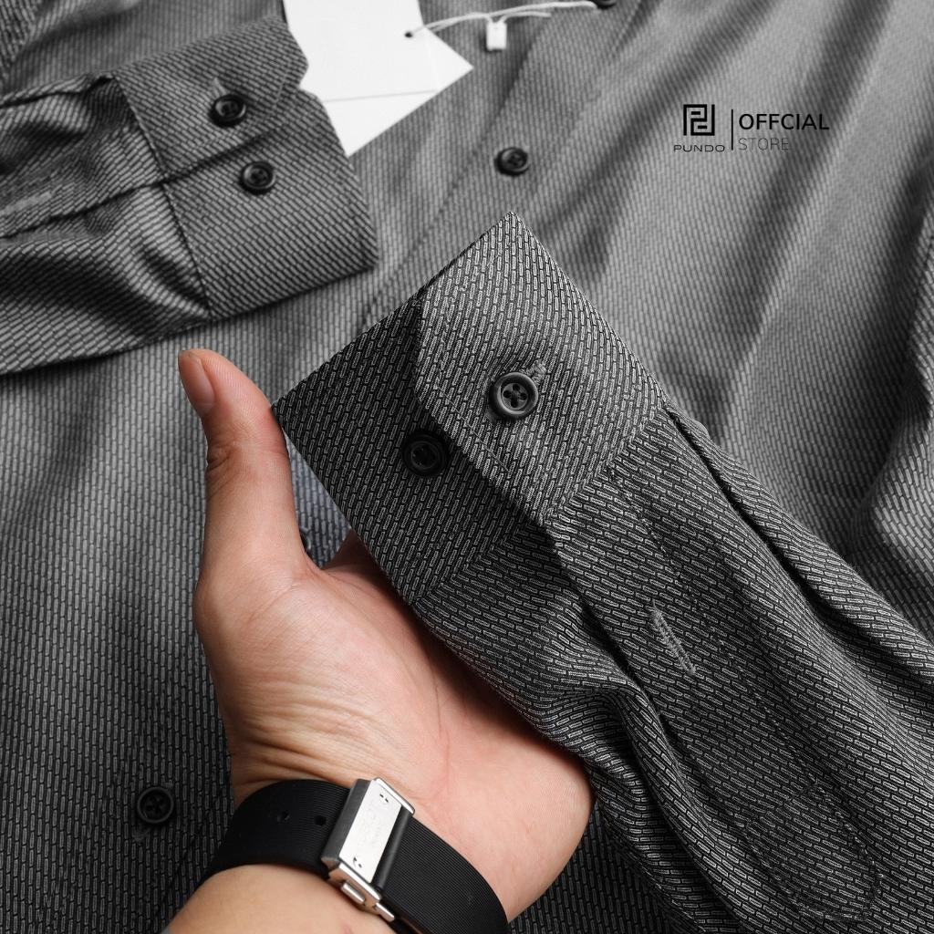 Áo sơ mi nam dài tay PUNDO cổ bẻ 4 màu basic chất cotton đũi cao cấp ASMPD50