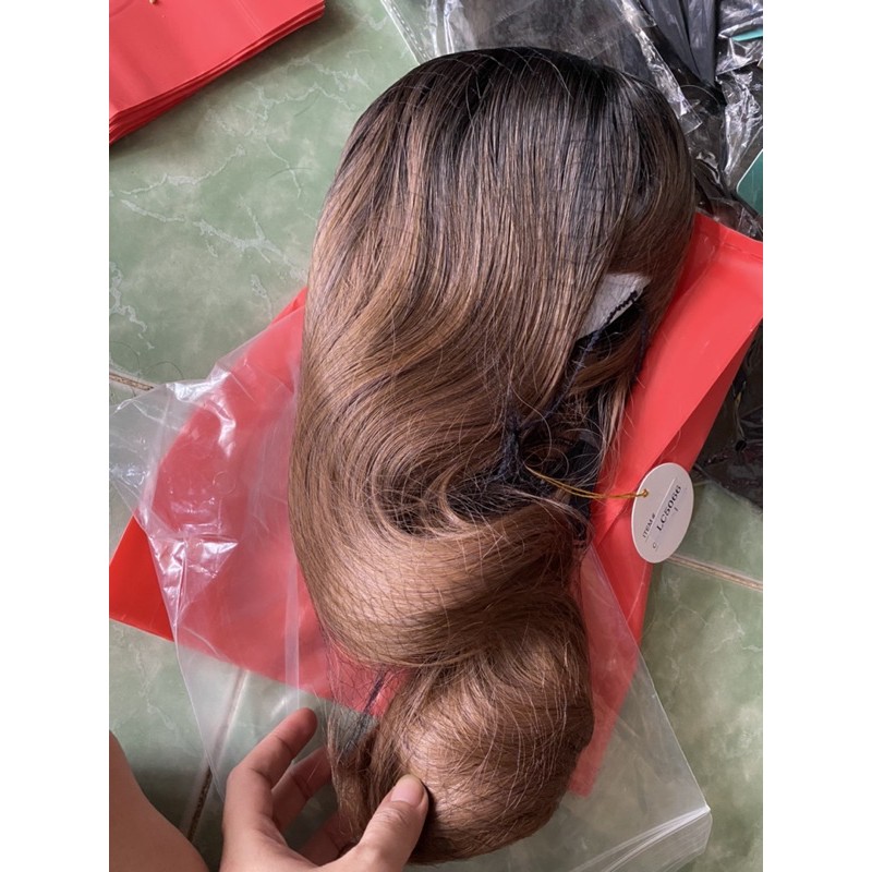 tóc giả nữ ❤️ freeship 50l❤️ tóc giả hồng nhuộm chân+ tặng lưới chùm