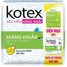 BVS---hằng ngày Kotex diện mạo mới ngăn ngừa  vi khuẩn --- túi 8 miếng