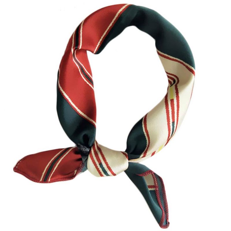 Khăn Quàng Cổ Vải Satin 48x48CM In Họa Tiết Chấm Bi / Lông Vũ Nhiều Màu Kiểu Vintage Cho Nữ