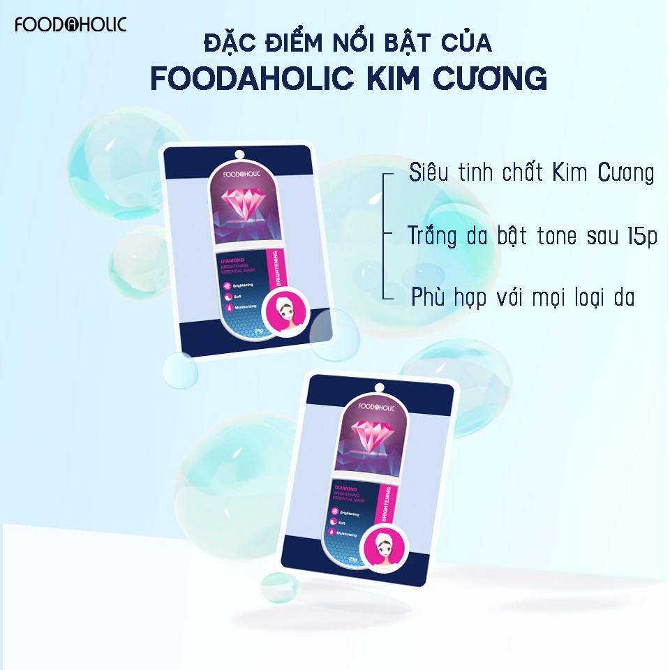 Mặt Nạ Dưỡng Trắng Da Kim Cương Foodaholic Diamond Brightening Essential Mask 23g