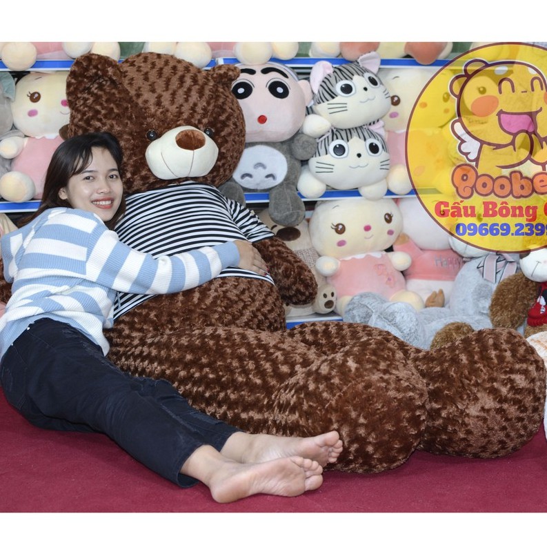 Gấu Bông Teddy Khổng Lồ Siêu To - Kích thước thực 1,83m (khổ vải 2,2m) - Thú nhồi bông lớn cao cấp