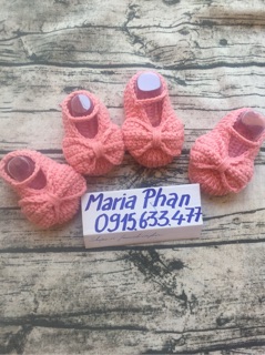 Giày len mẫu nơ (màu hồng ruốc)