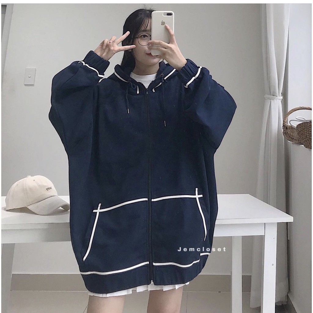 Áo Hoodie Chất Nỉ Bông Viền Trơn Ulzzang -  Áo Khoác Hoodie Kéo Khóa Oversize 3 Màu AK005 | BigBuy360 - bigbuy360.vn
