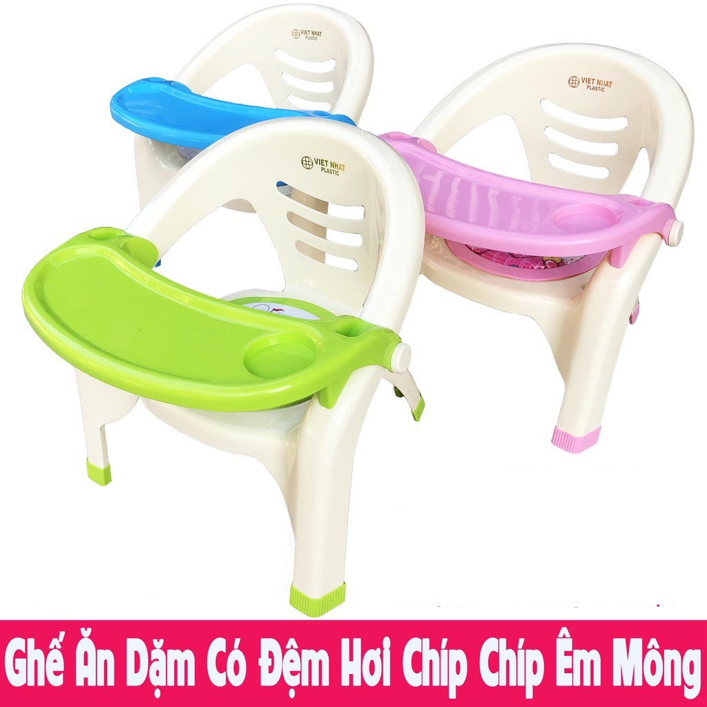 Ghế ăn dặm, ghế bô có đệm êm mông có còi chíp tạo vui nhộn - Mẫu mới màu pastel