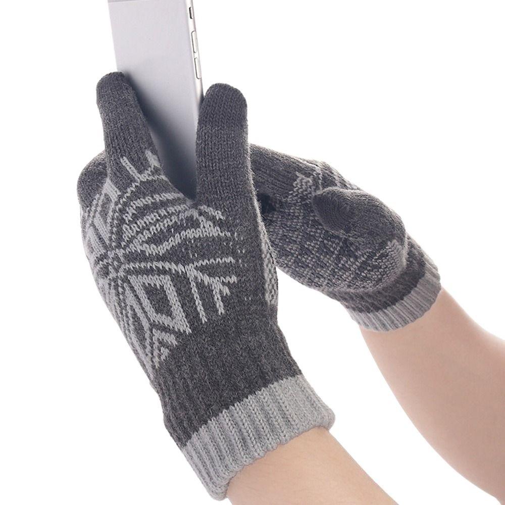 Găng Tay Nhung Dệt Kim Giữ Ấm Mùa Đông Có Thể Sử Dụng Màn Hình Cảm Ứng Dành Cho Nam