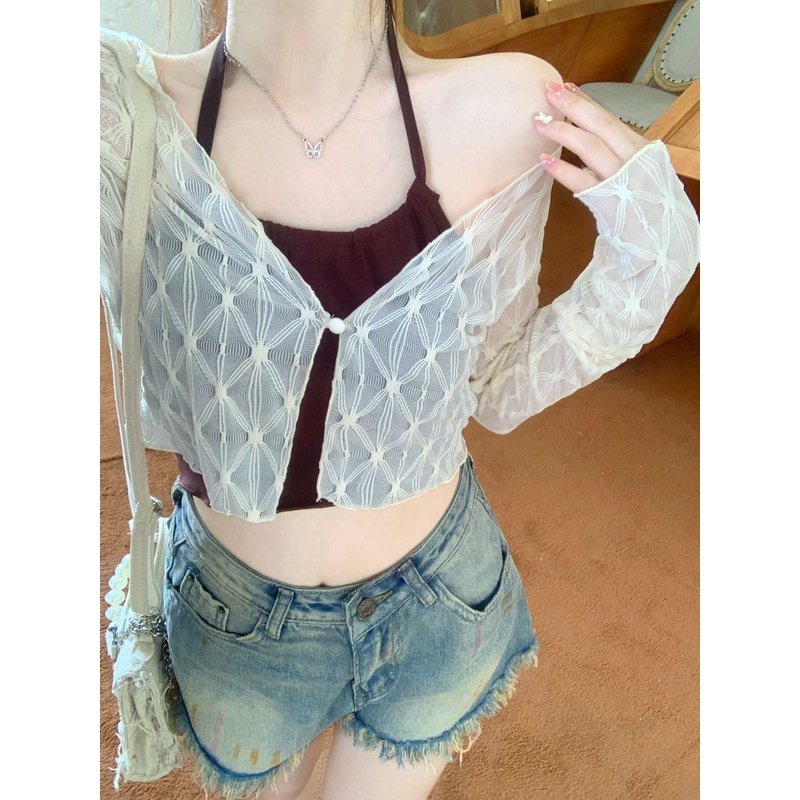 QADCOL Set Áo Hai Dây Và Áo Khoác Chống Nắng Dài Tay Thời Trang Nữ