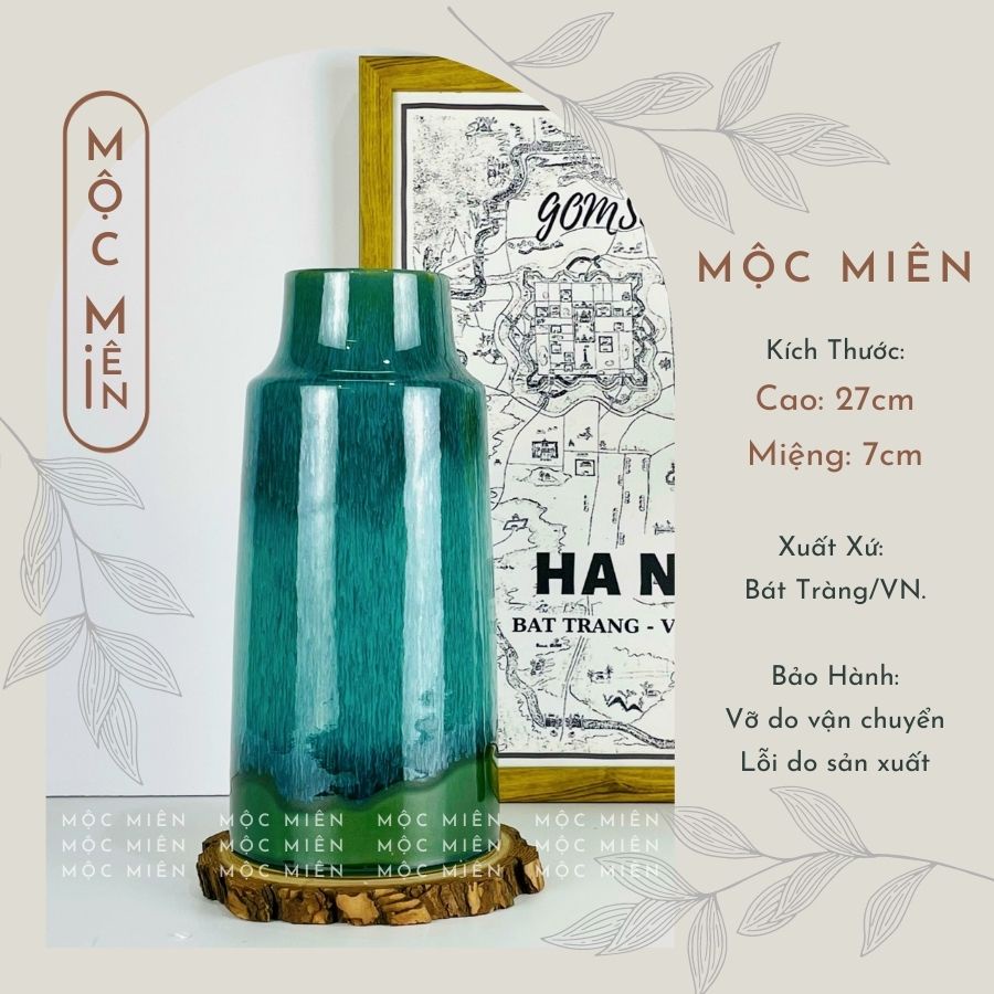 Bình hoa gốm sứ men Bạch Ngọc cỡ Nhỡ nhiều mẫu lọ hoa decor trang trí, Mộc Miên, Gốm Sứ Bát Tràng