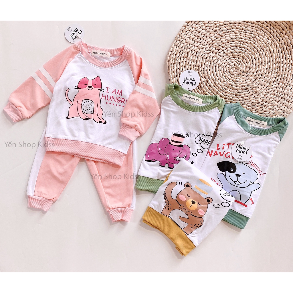 Bộ Dài Tay Da Cá Hàng Minky Mom Họa Tiết Động Vật Cho Bé (Size 7-19kg ) (SP001370)