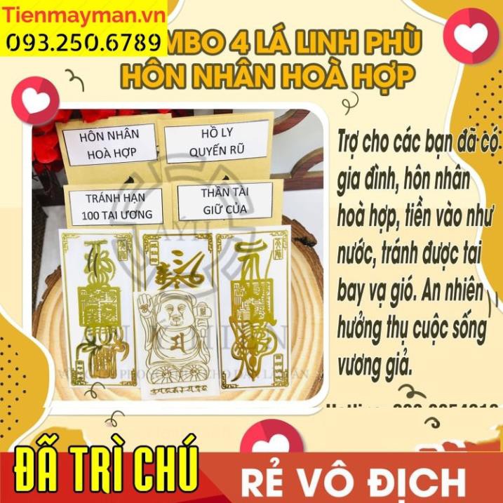 Combo 4 Miếng dán linh phù HÔN NHÂN HOÀ HỢP - HỒ LY - TRÁNH TAI ƯƠNG - GIỮ CỦA, tránh khắc khẩu, tình cảm nồng nàn