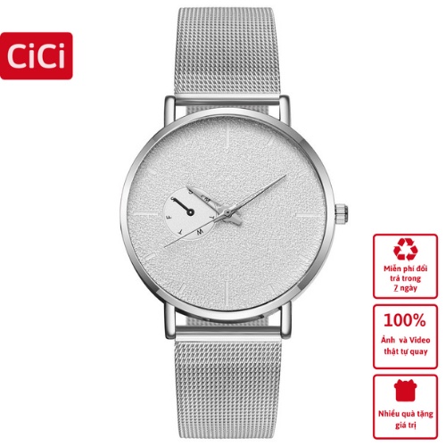 Đồng hồ đeo tay nam cơ CiCi chính hãng dây thép lưới thời trang cao cấp kim dạ quang giá rẻ DH007