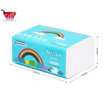 1 Thùng  Giấy ăn,Giấy Rút Cầu Vồng MyLan 3 Lớp Siêu Dai, Không Tan Trong Nước  Hàng xuất khẩu
