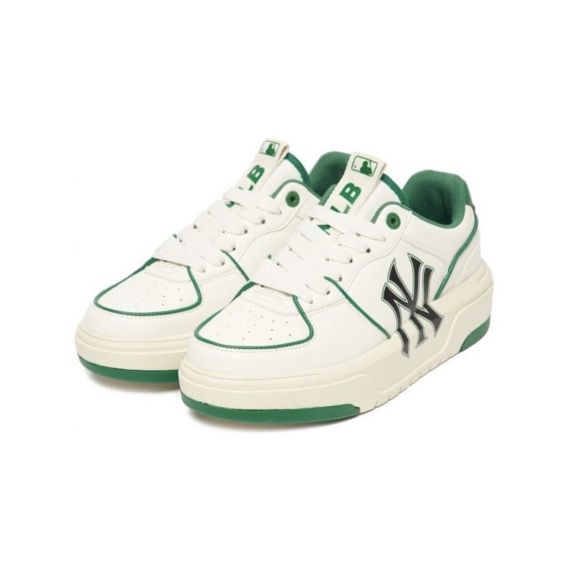 Giày Thể Thao MLB Chunky Liner New York Yankees White Green, Giày Sneaker Mlb Trắng Xanh Tăng Chiều Cao Full Box Bill