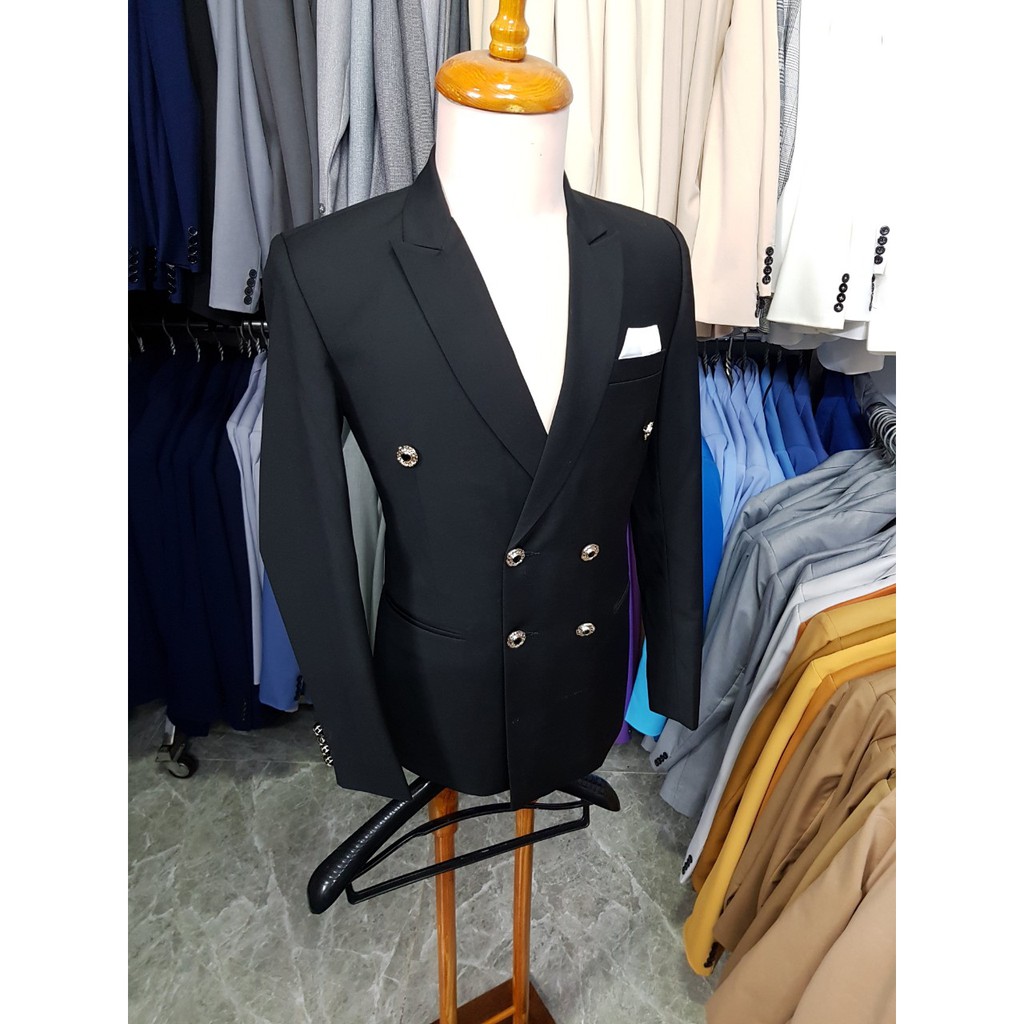 Áo vest nam ôm body mẫu 6 nút chất vải mềm mịn co giãn nhẹ màu đen