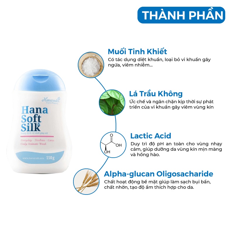 Dung Dịch Vệ Sinh Phụ Nữ Làm Hồng Vùng Kín Sạch Khử Mùi Giảm Viêm Ngứa HANA SOFT 150g