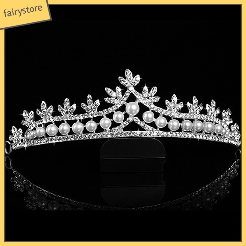 Vương Miện Công Chúa Đính Ngọc Trai Giả Sang Trọng Cho Cô Dâu