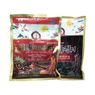 Combo kẹo Hồng Sâm Vitamin 200g và Kẹo Hắc Sâm 300g Hàn Quốc