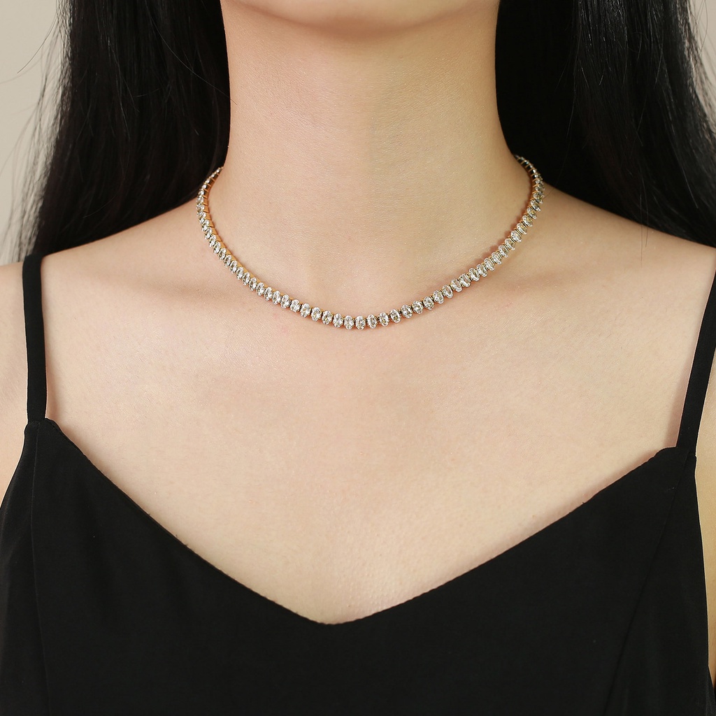 Vnox Vòng Cổ Choker Bằng Đá Zircon Sáng Bóng Thanh Lịch Dành Cho Nữ