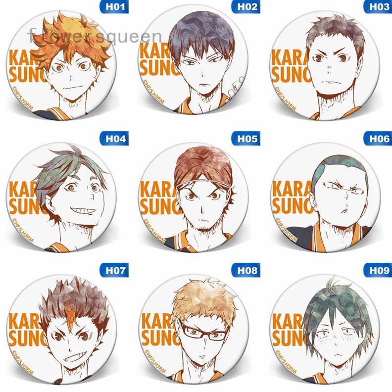 Huy hiệu Haikyuu! Chàng Khổng Lồ Tí Hon anime manga chibi phụ kiện cài túi áo dễ thương