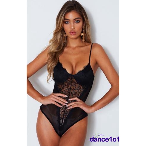 Đồ liền thân không tay cổ V phối ren thời trang quyến rũ cho nữ