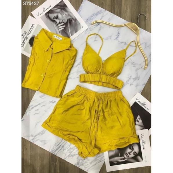 Set đũi vàng đi biển 3 món sexy Clara Siêu Xinh