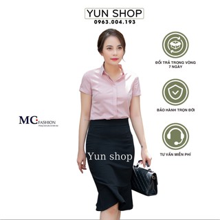 Áo Sơ Mi Công Sở Dáng Ôm - Cộc Ngắn Tay MC Fashion A631 Màu Hồng Đỗ