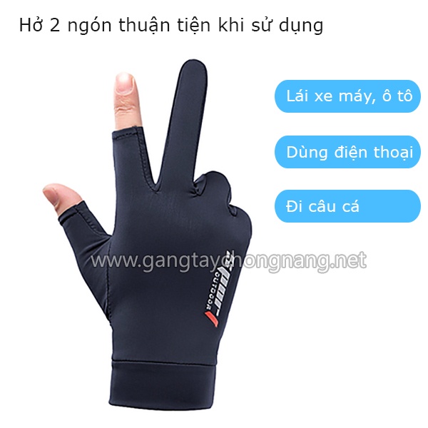 Găng tay đi xe máy hở 2 ngón H2D | Bao tay chống nắng cho nam nữ vải mềm ôm tay, co giãn, chống trượt, bền đẹp