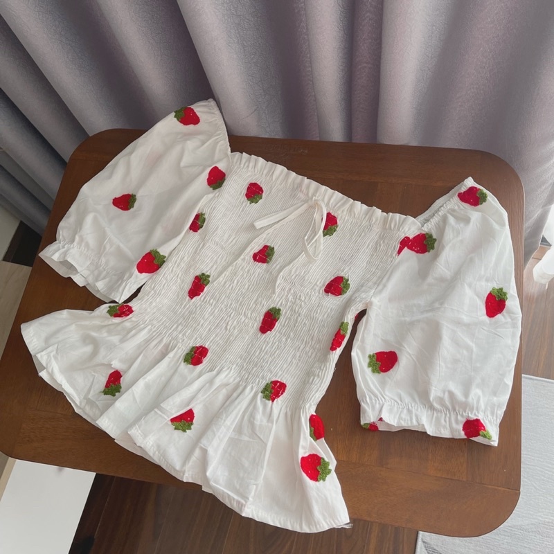 Áo tay phồng hoạ tiết cho nữ A56