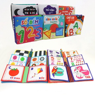 Combo Sách Vải Song ngữ Cho Bé Có Tiếng Sột Soạt - Made in Vietnam Đồ Chơi An Toàn Phát Triển Tư Duy Cho Bé