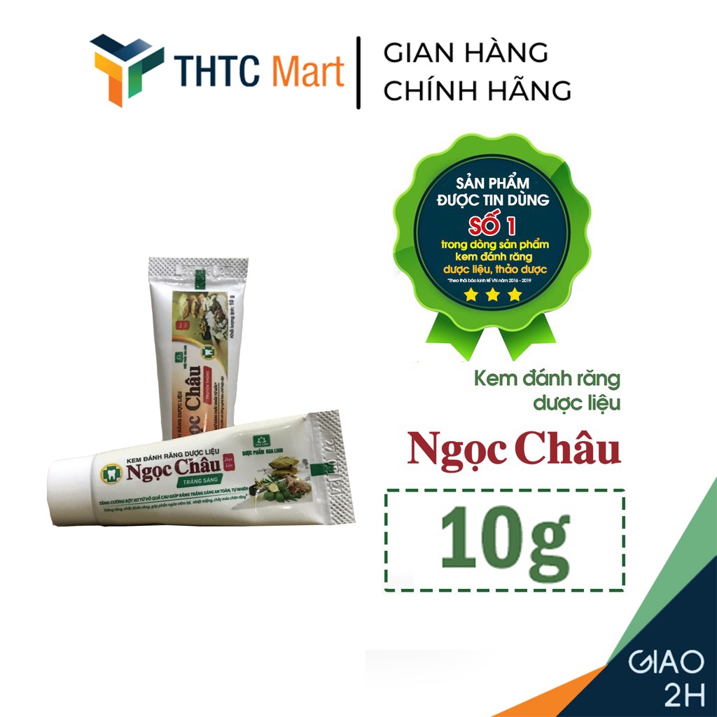 Kem đánh răng dược liệu Ngọc Châu tuýp nhỏ 10 gram