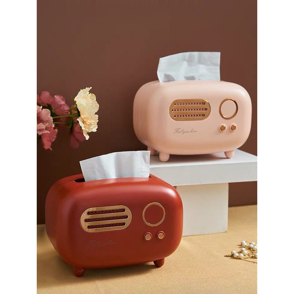 PVN33286 Hộp đựng khăn giấy để bàn hình radio cao cấp phong cách vintage - Radio Tissue Box T2 .