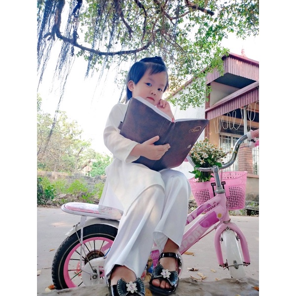 Áo dài Lụa Ngọc Bích cho bé gái kèm quần