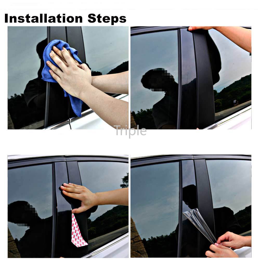 Set 6 miếng dán màu đen bóng trang trí viền cửa sổ xe hơi MG ZS 2016-2019